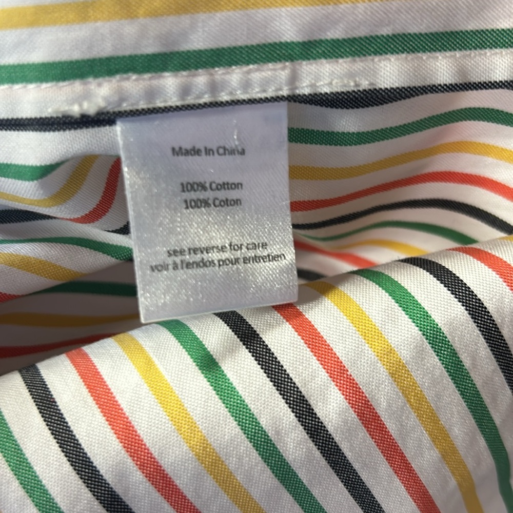 πΊ Caroline Constas cotton striped ruffled neckline shirt size small - Picture 7 of 8